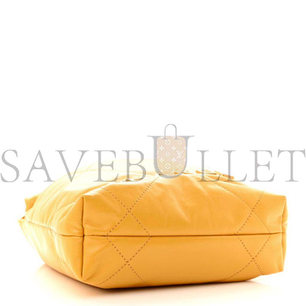 Ch*el master shiny calfskin quilted mini Ch*el 22 yellow as3980 (20*19*6cm)